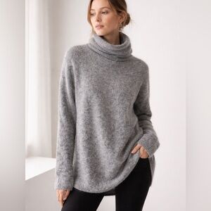 Sarah Pacini Mohair Turtleneck Tunic Sweater Soft Minimalist Cozy Luxe One Size
